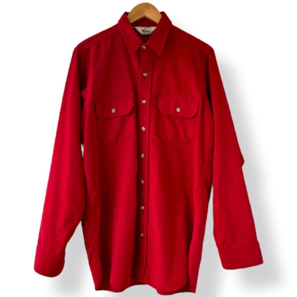 Vintage Woolrich Men's Red Flannel Button Down Shirt